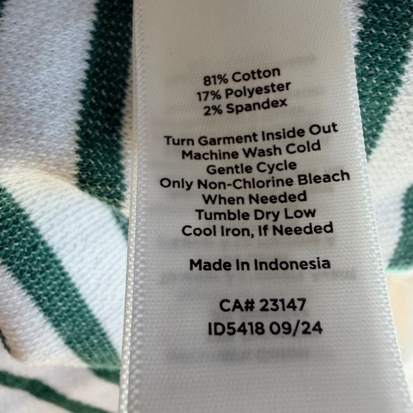 T by Talbots Green White Contrast Trim V-Neck T-Shirt Dress Short Sleeve, M - Picture 8 of 8